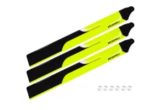 Microheli Kunststoff Hauptrotorblätter in gelbem Design für OMPHobby M2 EVO Tuning 3Blatt Hauptrotorkopf Set