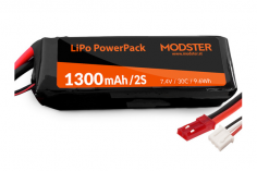 MODSTER LiPo Akku 2S 7,4Volt 1300mAh 30C (JST/BEC) für MODSTER Easy Trainer 1280 V2