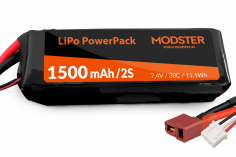 LiPo Akku 2S 7,4V 1500mAh 30C (T-Buchse) für MODSTER Mini Cito und Mini Dasher