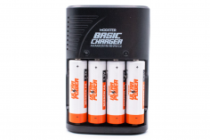 MODSTER Basic Charger Ladegerät für AA und AAA inklusive 4 Stück wiederaufladbare Akku Batterien MODSTER Ultra Power AA Mignon
