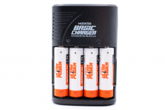 MODSTER Basic Charger Ladegerät für AA und AAA inklusive 4Stück wiederaufladbare Akku Batterien MODSTER Ultra Power AA Mignon