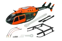 Microheli Scale Rumpf Set Airbrush Fiberglass EC145 in Grün und Orange für Blade InFusion 180