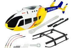 Microheli Scale Rumpf Set Airbrush Fiberglass EC145 in Weiß Gelb Blau für Blade InFusion 180