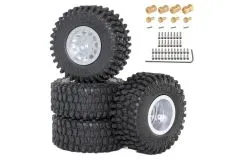 RC Crawler Scalezubehör 1/18 1Zoll 4x Aluminiumfelgen mit Reifen in silber für TRX-4M