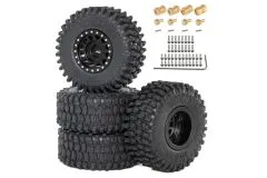 RC Crawler Scalezubehör 1/18 1Zoll 4x Aluminiumfelgen mit Reifen in schwarz für TRX-4M