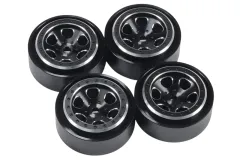 RC Crawler Scalezubehör 1/18 4x Aluminiumfelgen für original Reifen in schwarz für TRX-4M