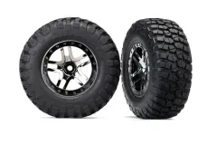 Traxxas Tuning BFGoodrich S1 Reifen auf Felgen in Satin chrom schwarz 2Stück hinten für Slash 1/10