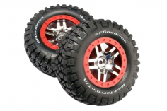 Traxxas Tuning BFGoodrich Reifen auf Felgen in Satin chrom rot 2Stück hinten für Slash und Ford F-150 Raptor Fox 1/10