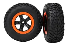Traxxas Tuning SCT Reifen auf Felgen in schwarz orange 2Stück vorne für Slash und Ford F-150 Raptor Fox 1/10
