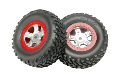 Traxxas Tuning SCT Reifen auf Felgen in Satin chrom rot 2Stück für Slash 1/16