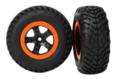 Traxxas Tuning SCT Reifen S1 auf Felgen in schwarz orange 2Stück für Slash 1/10