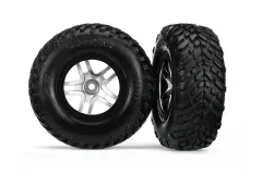 Traxxas Tuning SCT S1 Reifen auf Felgen in chrom schwarz 2Stück hinten für Slash 1/10