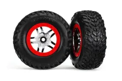 Traxxas Tuning SCT S1 Reifen auf Felgen in chrom rot 2Stück hinten für Slash 1/10