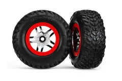 Traxxas Tuning SCT Reifen auf Felgen in chrom rot 2Stück hinten für Slash 1/10