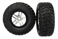 Traxxas Tuning Kumho Reifen auf Felgen in Satin chrom schwarz 2Stück hinten für Slash und Ford F-150 Raptor Fox 1/10