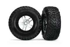 Traxxas Tuning SCT S1 Reifen auf Felgen in schwarz Satin chrom 2Stück hinten für Slash 1/10