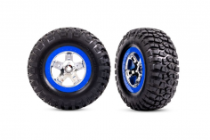 Traxxas Tuning BFGoodrich TA KM2 Reifen auf Felgen in chrom blau 2Stück vorne für Slash und Ford F-150 Raptor Fox 1/10