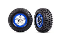 Traxxas Tuning BFGoodrich TA KM2 Reifen auf Felgen in chrom blau 2Stück vorne für Slash und Ford F-150 Raptor Fox 1/10