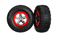 Traxxas Tuning SCT Reifen auf Felgen in chrom rot 2Stück vorne für Slash 1/10