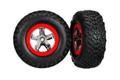 Traxxas Tuning SCT S1 Reifen auf Felgen in chrom rot 2Stück hinten für Slash 1/10