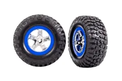 Traxxas Tuning BFGoodrich TA KM2 Reifen auf Felgen in chrom blau 2Stück hinten für Slash und Ford F-150 Raptor Fox 1/10
