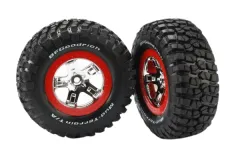 Traxxas Tuning BFGoodrich TA KM2 Reifen auf Felgen in chrom rot 2Stück hinten für Slash und Ford F-150 Raptor Fox 1/10