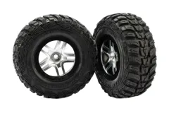 Traxxas Tuning Kumho Reifen auf Felgen in Satin chrom 2Stück vorne für Slash und Ford F-150 Raptor Fox 1/10