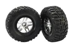 Traxxas Tuning Kumho Reifen auf Felgen in Satin chrom schwarz 2Stück vorne für Slash und Ford F-150 Raptor Fox 1/10