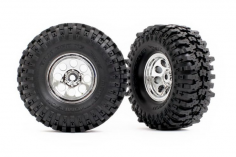 Traxxas Tuning Mickey Thompson Baja Pro XS Reifen auf 2,4x1,0 Felgen in chrom 2Stück für TRX-4M 1/18