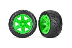 Traxxas Tuning Anaconda Reifen auf RXT 2,8 Felgen in grün 2Stück für Rustler 1/10