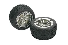 Traxxas Tuning Victory Reifen auf 2,8 Felgen in chrom 2Stück hinten für Nitro Rustler 1/10