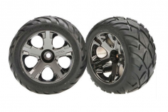Traxxas Tuning Anaconda Reifen auf All-Star 2,8 Felgen in schwarz chrom 2Stück vorne für Nitro Rustler und Jato 1/10