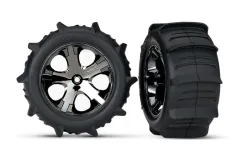 Traxxas Tuning Paddle Reifen auf All-Star 2,8 Felgen in schwarz chrom 2Stück hinten für Rustler 1/10