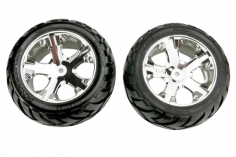 Traxxas Tuning Anaconda Reifen auf All-Star 2,8 Felgen in chrom 2Stück hinten für Stampede und Rustler 1/10