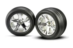 Traxxas Tuning Rillen Reifen auf All-Star 2,8 Felgen in chrom 2Stück vorne für Rustler 1/10