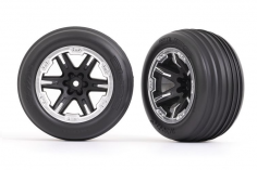 Traxxas Tuning Rillen Reifen auf RXT 2,8 Felgen in schwarz satin 2Stück vorne für Rustler 1/10