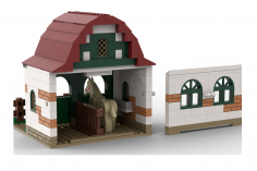 KiddiCraft Klemmbausteine Ponyhof-Erweiterung Außenboxen - 313 Teile