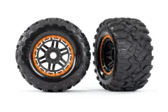 Traxxas Tuning MT Reifen auf 2,8 Felgen in schwarz orange 2Stück für Maxx 1/10