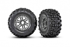 Traxxas Tuning Sledgehammer Reifen belted auf 17mm Felgen in schwarz chrom 2Stück für Maxx 1/10