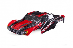 Traxxas Tuning Karosserie rot mit Aufkleber Clipless für Slash 4x4 1/10