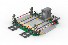 STS Klemmbausteine Eisenbahn Doppelgleisiger Bahnübergang mit Häuschen - 599 Teile
