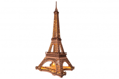 Lasercut Holzbausatz Standmodell Eiffelturm bei Nacht mit LED Beleuchtung 164 Teile