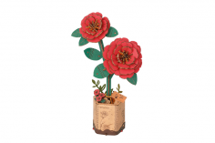 Lasercut Holzbausatz Standmodell Blume - Rote Kamelie 113 Teile
