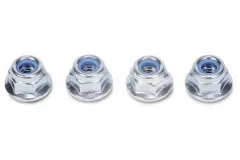 Tamiya RC Ersatzteile für TT02 und DT03 Radmuttern 4mm mit Bund Sicherungsmutter mit Flansch 4Stück