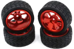 MBW RC CAR Tuningteile für RC Auto Mini Cito und DF Z06 Buggy Metall Felgen mit Reifen in Rot