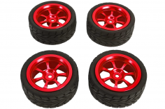 MBW RC CAR Tuningteile für RC Auto Mini Cito und DF Z06 Buggy Metall Felgen mit Reifen in Rot