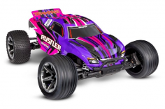 Traxxas Rustler pink 1/10 Stadium-Truck RTR Brushed mit HD Teilen (Heavy-Duty) mit Akku und 4A USB-C-Lader