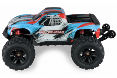 Amewi Hyper Go RC-Car Monstertruck in blau / weiß 4WD Brushless 1:16 2,4GHz RTR Set