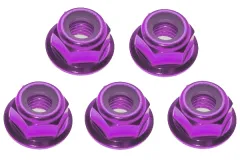 M4 Radmuttern Stoppmutter aus Aluminium mit Flansch in violett eloxiert CW 5Stück