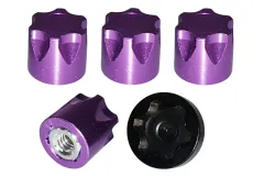 M4 Geschlossene Radmuttern Stoppmutter CW 10x10mm aus Aluminium mit Flansch in violett eloxiert 4Stück mit Werkzeug